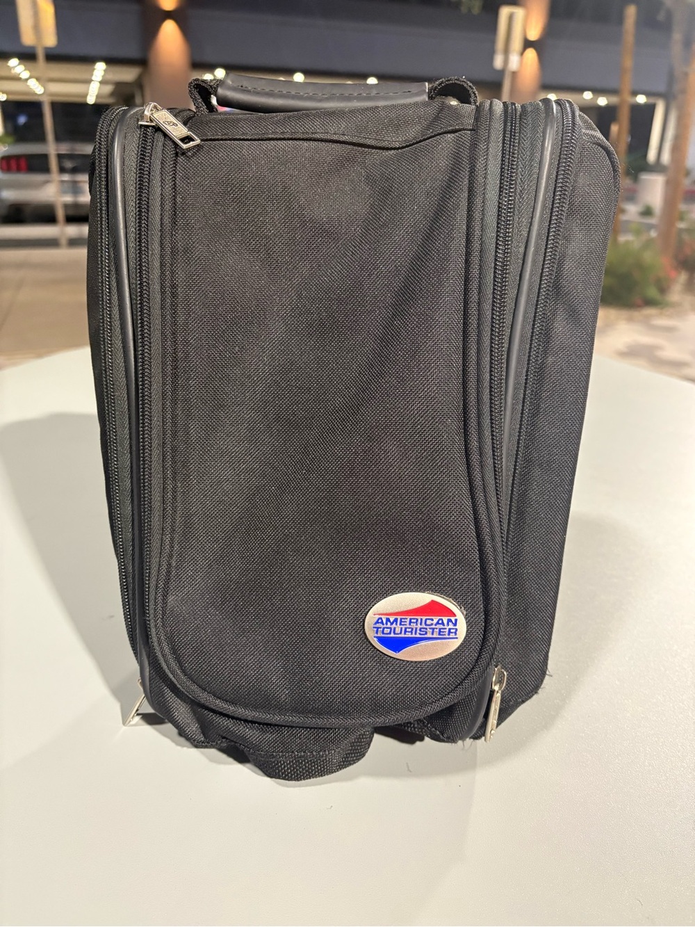 American Tourister Black Men’s Toiletry Kit with Multiple Zippers